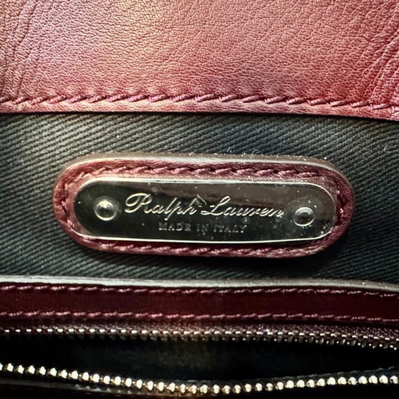 Ralph Lauren Small Ricky Leather Top Handle Bag - Bordeaux - Picture 9 of 11